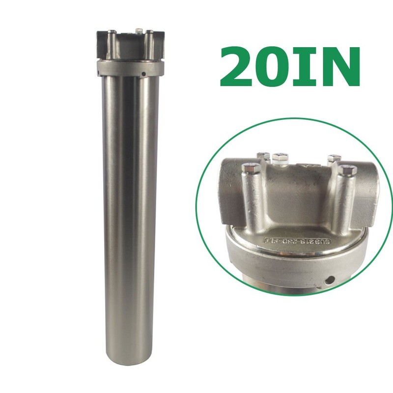 20″ Stainless Steel Water Filter Housing Cartridges 3/4″ NPT, 72psi with Bracket