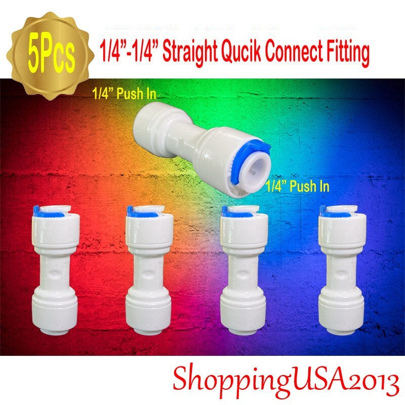 5 X 1/4″-1/4″ Straight Fittings Connector Quick Connect Push In Water Filter