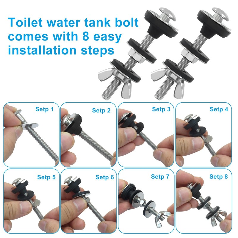 Universal Toilet Tank To Bowl Bolts Kit Stainless Steel Heavy Duty 4 PCS gallery