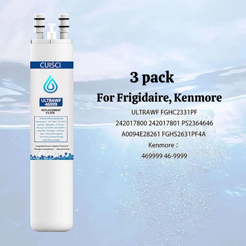 3 Pack CUISCI ULTRAWF 46999 Refrigerator Water Filters Replacement For Frigidair