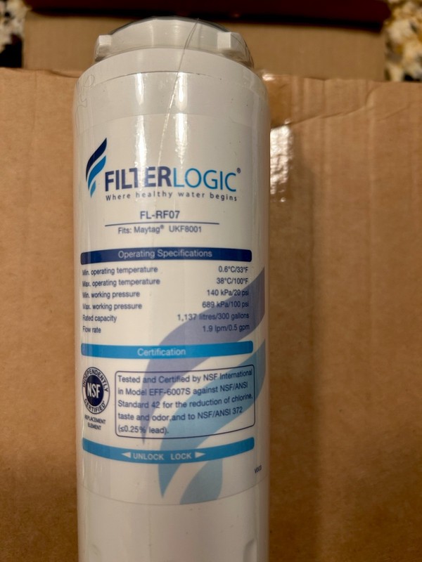 (2) FilterLogic FL-RF07 Refrigerator Water Filter, For Maytag UKF8001 SEALED