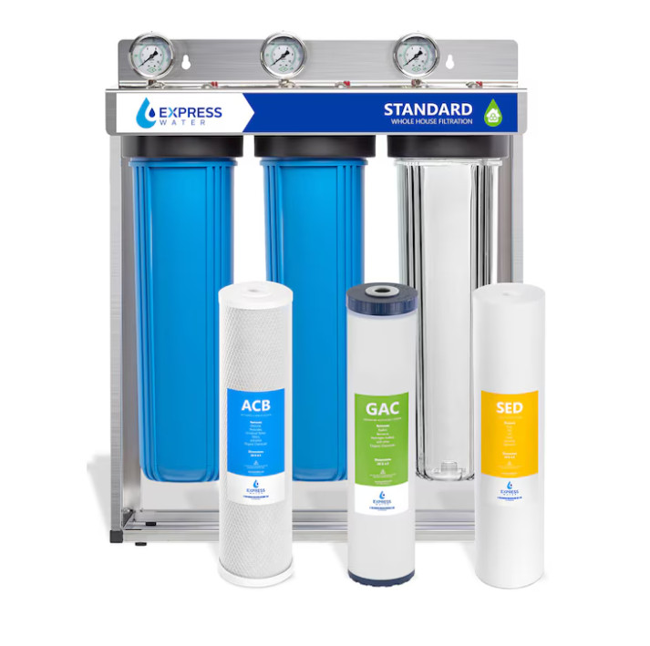 Express Water Whole House Water Filter 3 Stage 15 GPM Sediment Carbon Clear NEW