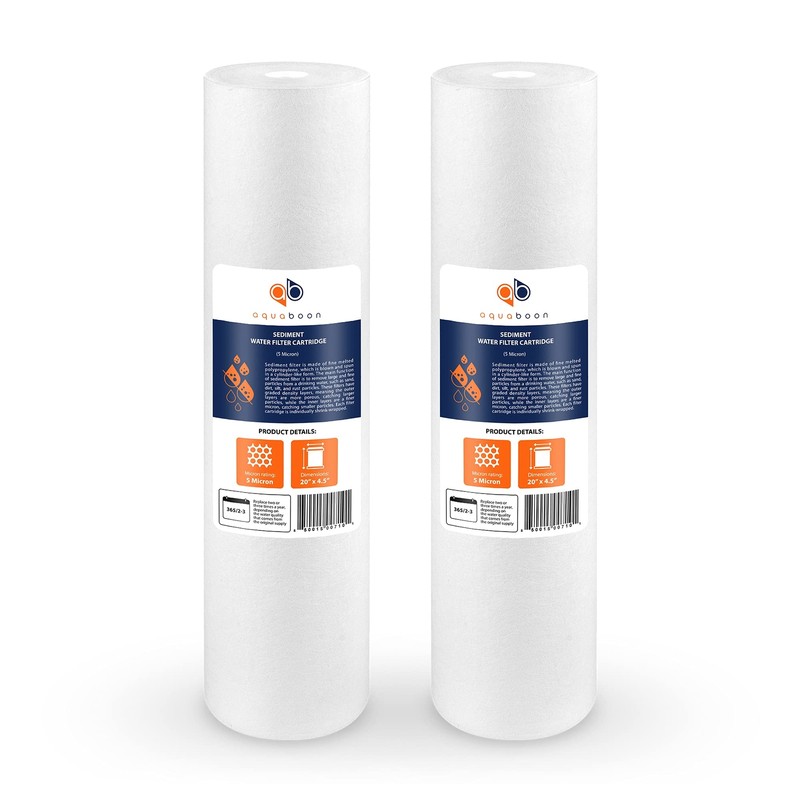 5 Micron Whole House Sediment Filter Cartridge 20×4.5 Inches 2-Pack