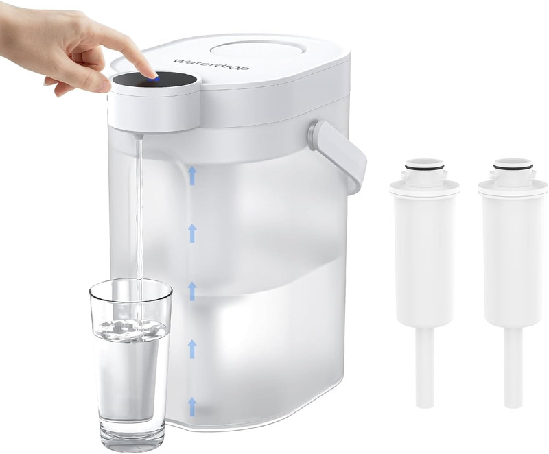 Freshtaste Instant Water Filter Pitcher with 2 Filters, Rechargeable Powerful Di