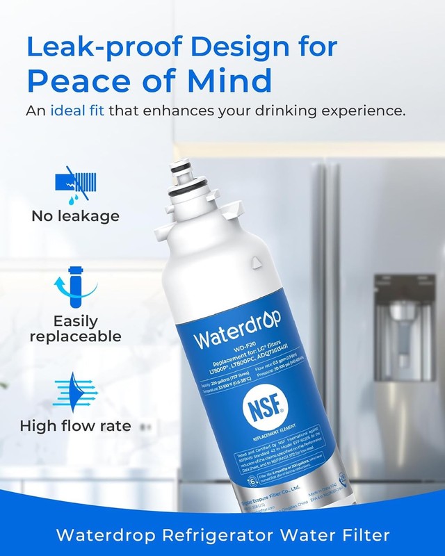 Fit LG® LT800P® Refrigerator Water Filter, ADQ73613401 by Waterdrop, 2 Packs gallery