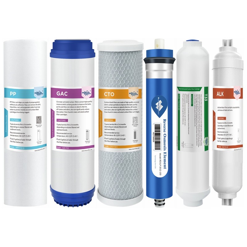 6 Stage 36/50/75/100/150GPD RO Alkaline Mineral pH+ Reverse Osmosis Water Filter
