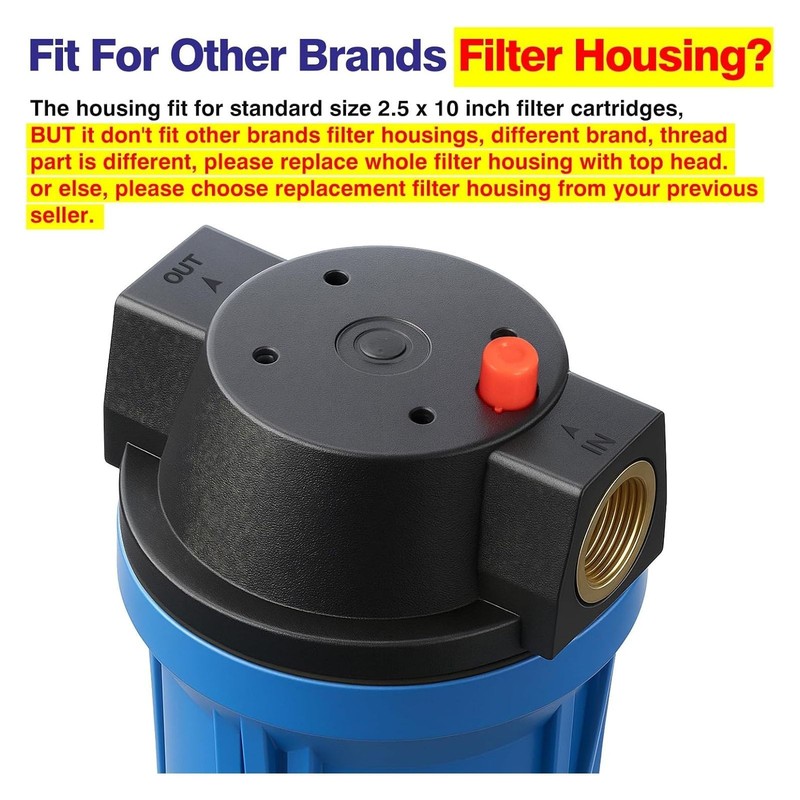 Geekpure 10-Inch Slim House Water Filter Housing, 3/4" NPT Brass Port, Air Relie gallery