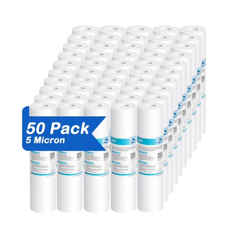 50 Pack 5 Micron 10×2.5″ PP Sediment Water Filter Whole House RO Replacement NSF