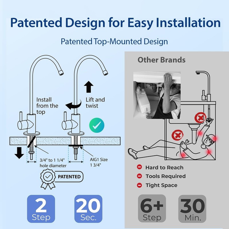 Tankless Water Filter System with Faucet - NSF Certified gallery