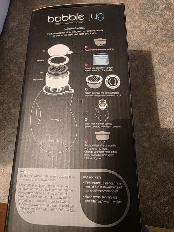 Bobble Jug Water Filtration 64 oz + add'l 40 Gal Replacement Filter - New/Sealed gallery