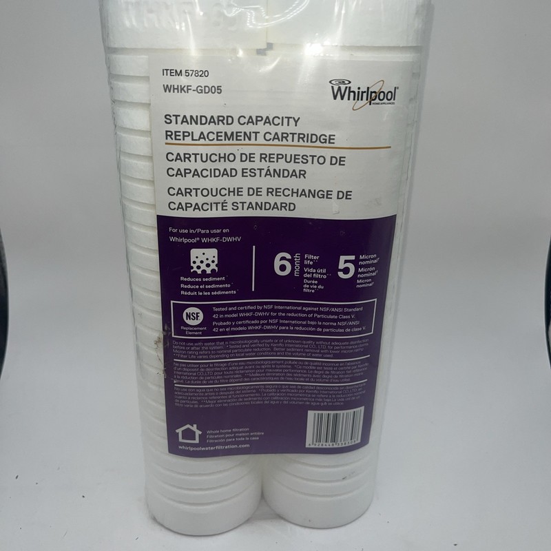 2pk New Whirlpool Whole Home Standard Capacity Sediment Filters Sealed WHKF-GD05