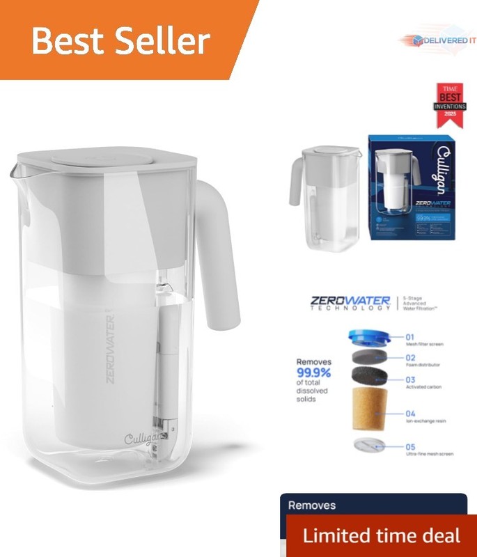 7-Cup Water Filter Pitcher Advanced 5-Stage Reverse Osmosis Reduce Lead