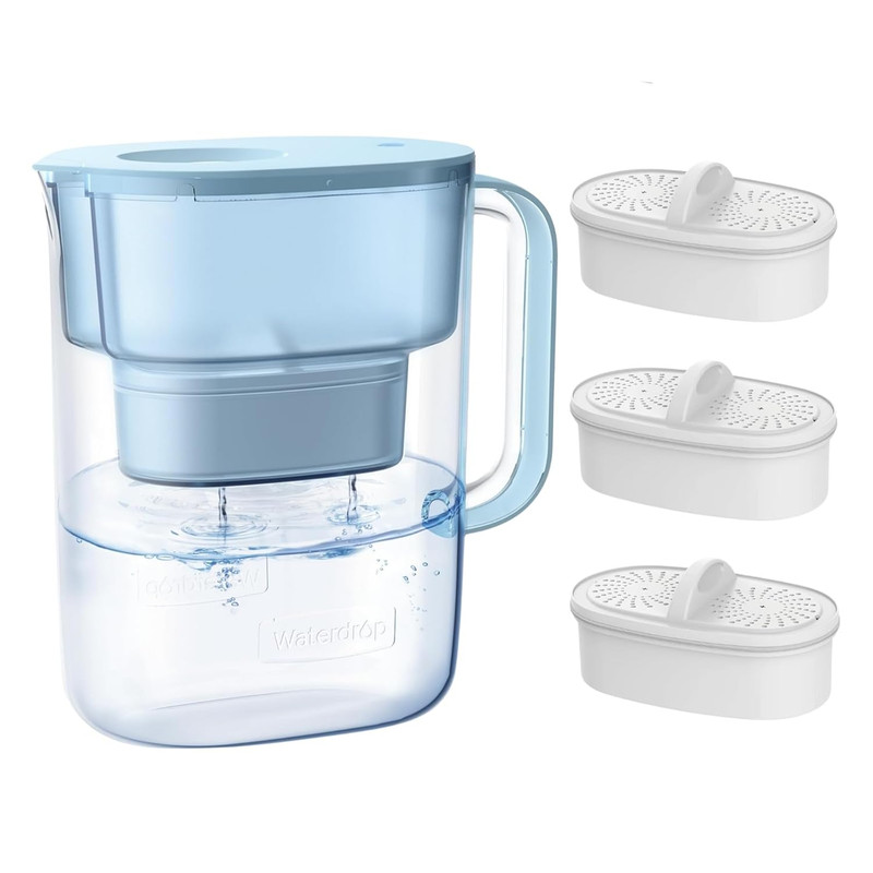 PT-07B Water Filter Pitcher with 3 Filters, 10-Cup, NSF Certified, 600-Gallon Lo