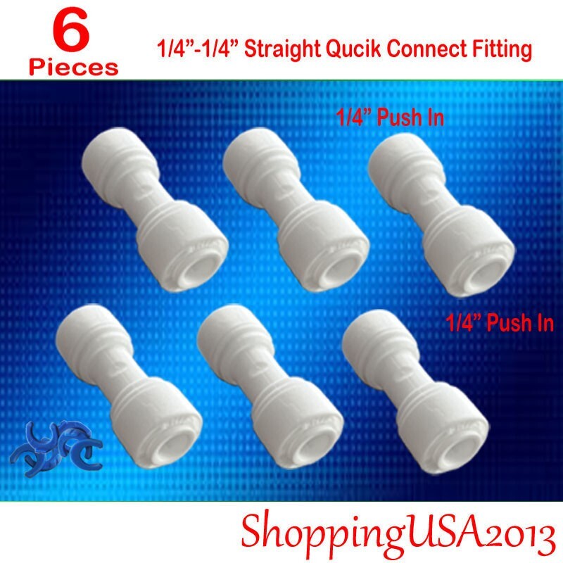 6 Pcs 1/4"-1/4" Straight Fitting Connector Quick Connect Push In RO Water Filter