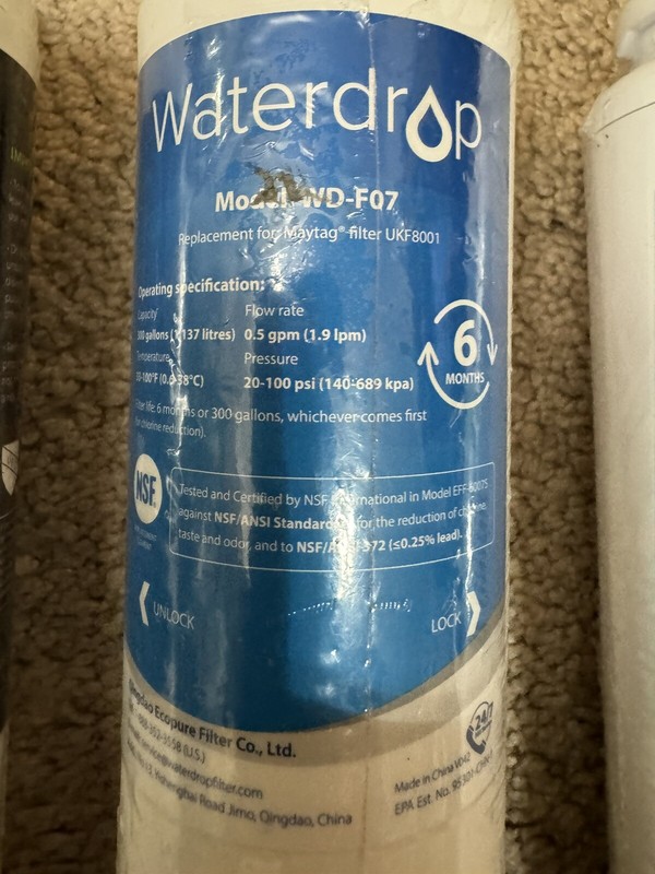 Maytag UKF8001, RWF1040, WD-F07, EDR4RXD1 CF5 Tier1 Waterdrop Water Filter gallery