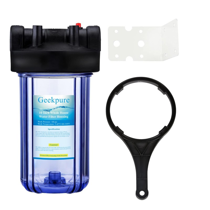 10-Inch Whole House Water Filter Housing 3/4″ Port with Wrench and Bracket -4…