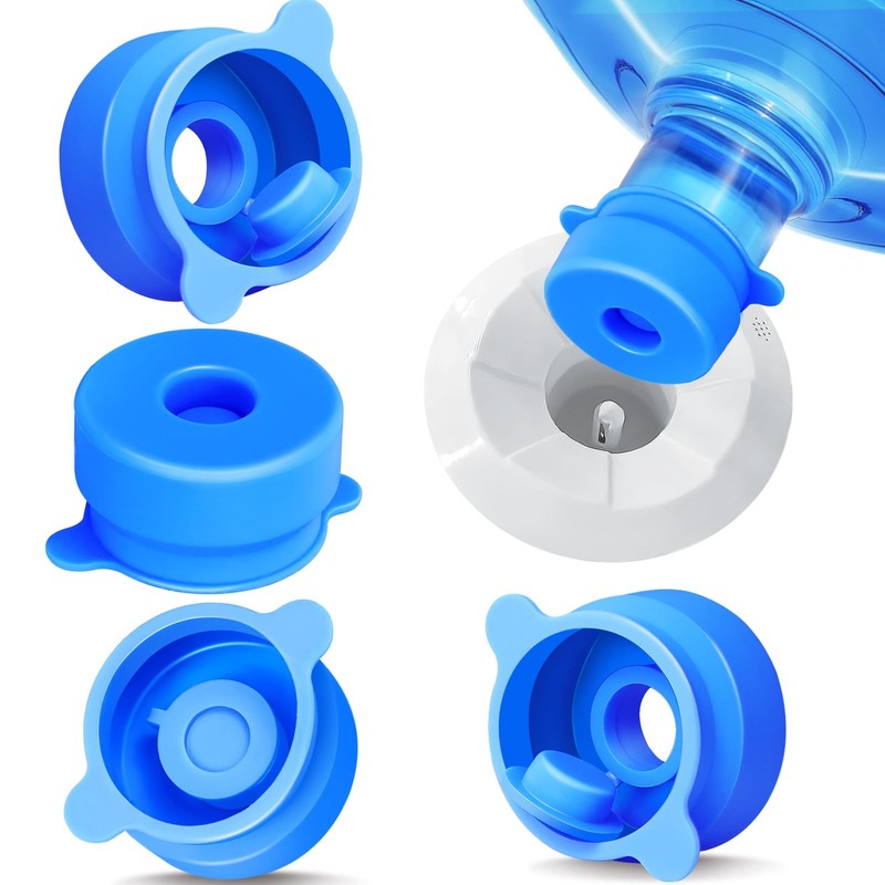 U-Goforst [4 PACK] 3 & 5 Gallon Water Jug Caps – 55mm Silicone 4 PCS, Blue
