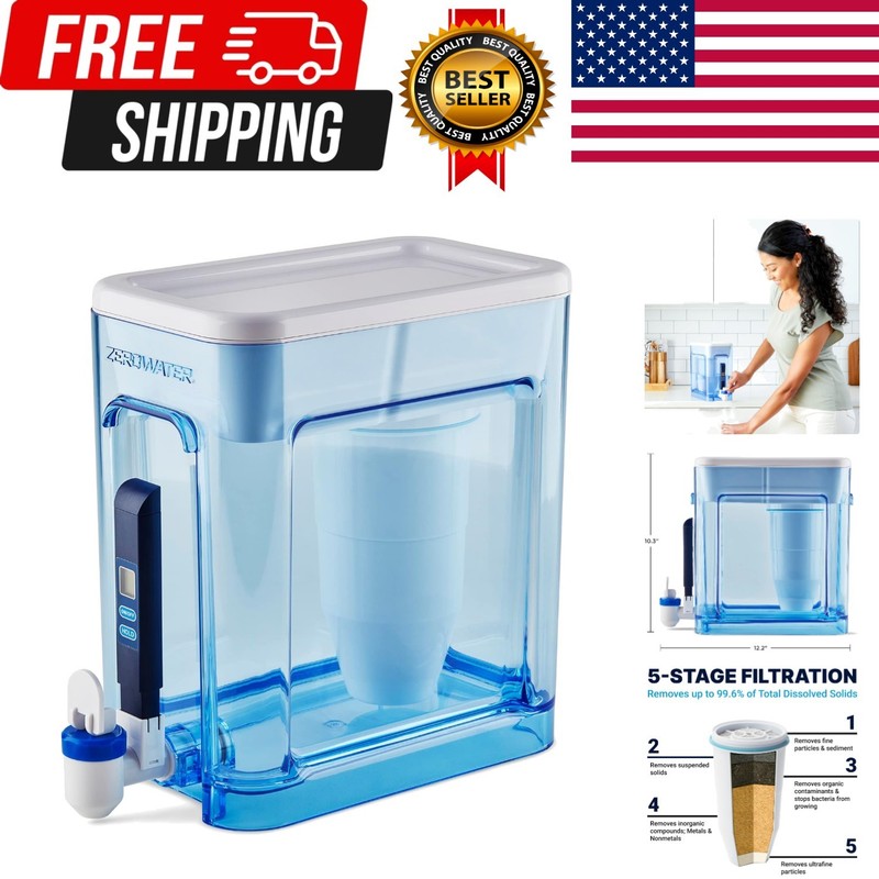 22-Cup 5-Stage Water Filter Dispenser with Instant Read Out – 0 TDS for Impro…
