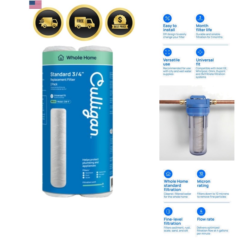 CW-F Sediment Replacement Cartridge Polypropylene Cord-Wound, 10 Micron, 12,0…