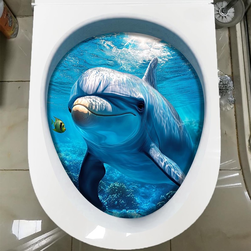 1Pcs Dolphin Decoration Stickers，Waterproof -Adhesive Cover Tank Decoration D... gallery