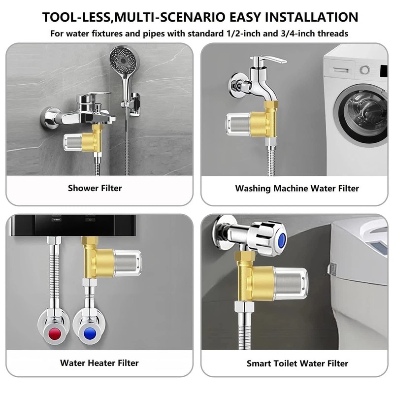 Brass Sediment Filter for Water Heater 40 Micron 1/2 3/4 Inch Cleanable Mesh Set gallery