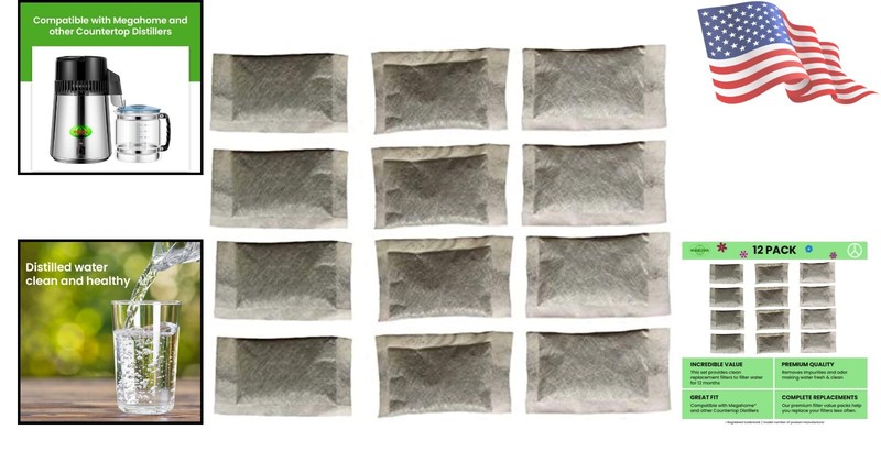 NSF Certified Activated Charcoal Filters - Megahome Distillers 12 Count Pack gallery