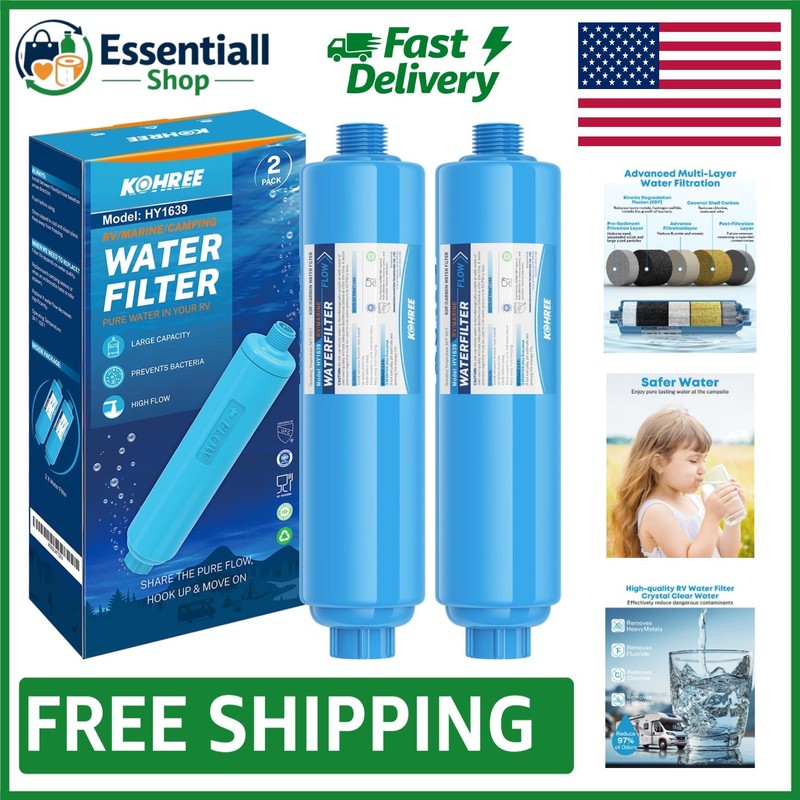 Versatile Carbon Fiber Water Filter – NSF Certified, 2 Pack for RVs and Boats