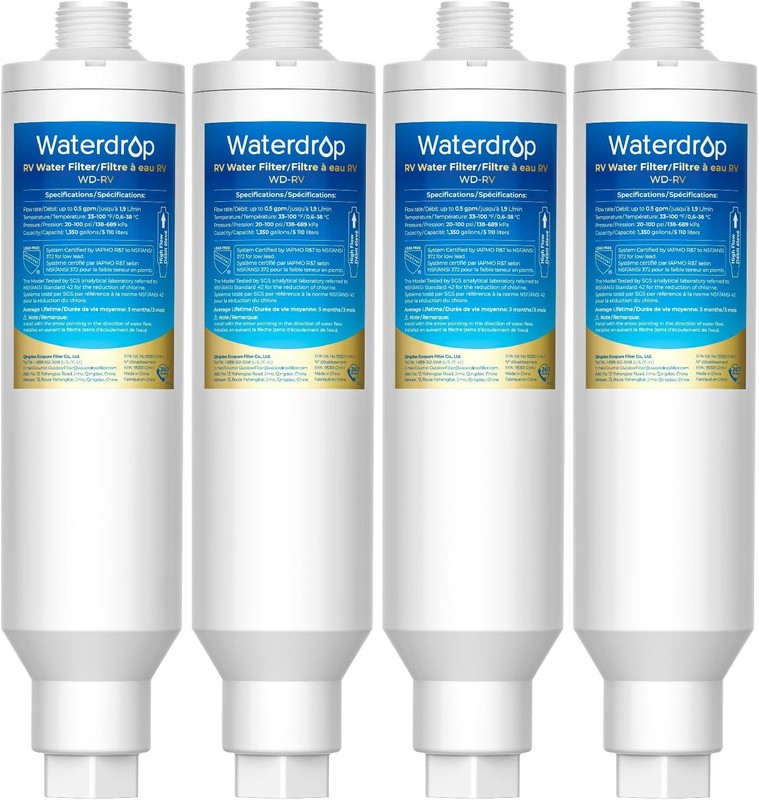 Waterdrop RV/Marine Water Filter, Camper Water Filter, NSF Certified, 4 Pack