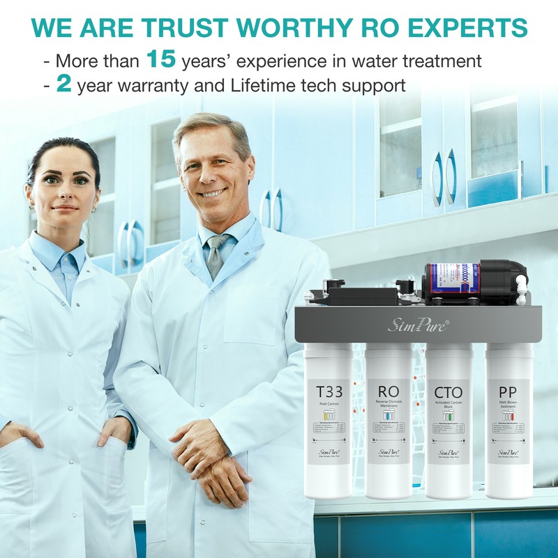 SimPure WP2-400GPD UV Sediment PP+CTO+RO+T33 6-Month Water Filter Replacement gallery