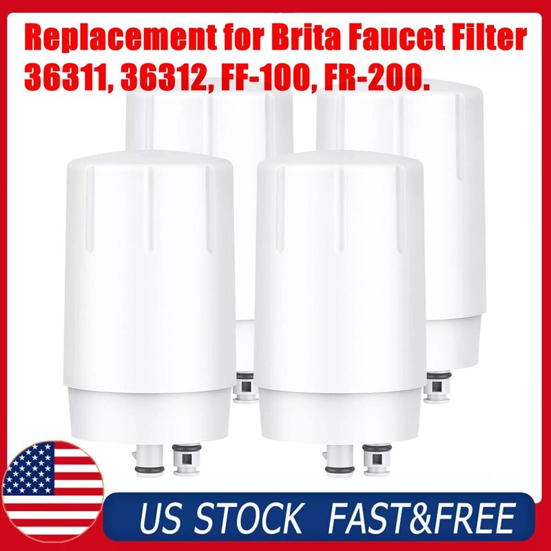4X White Replacement Filter for Brita Faucet Filter 36311, 36312, FF-100, FR-200