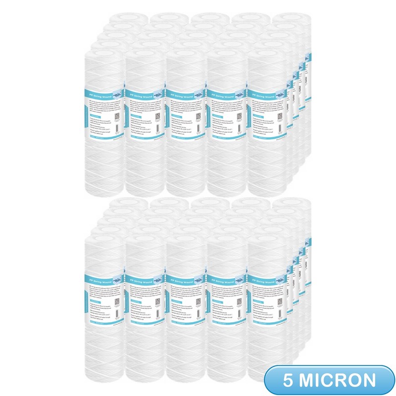 5 Micron 10″ x 2.5″ String Wound Sediment Water Filter RO Replacement 1-50 Pack