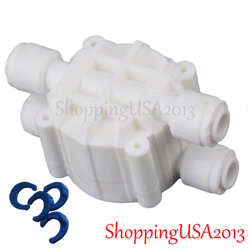 3 Pc Auto Shut Off Valve 1/4"-1/4" Quick Connect Push In Water Filter Under Sink gallery