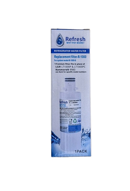 One (1) R-1000 Refresh Replacement Refrigerator Water Filter LG & Kenmore. NIB