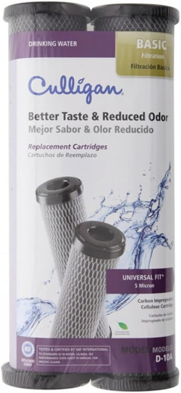 D-10 Level 1 Drinking Water Cartridge Carbon-Impregnated Cellulose 2 Pk