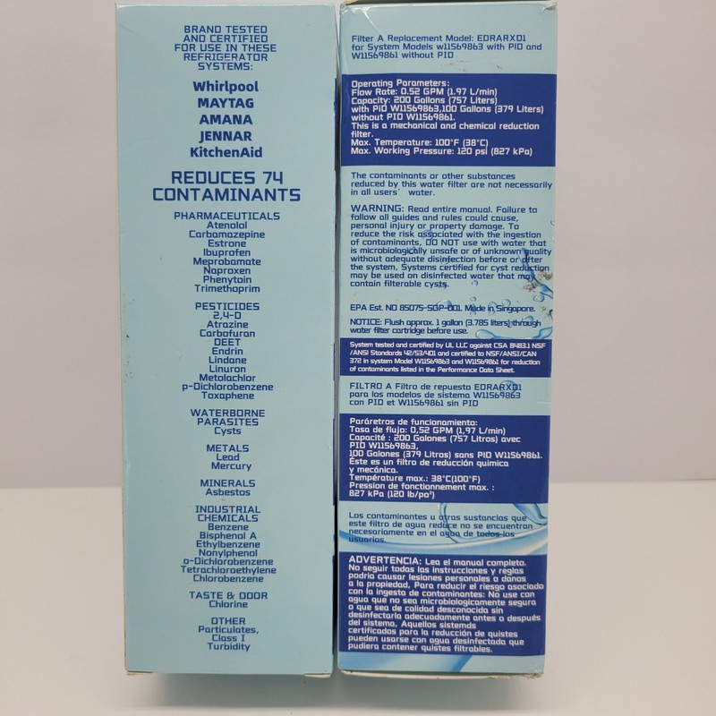 2 Pk EDRARXD1 Ice and Water Refrigerator Filter A -(NEW SEALED) gallery