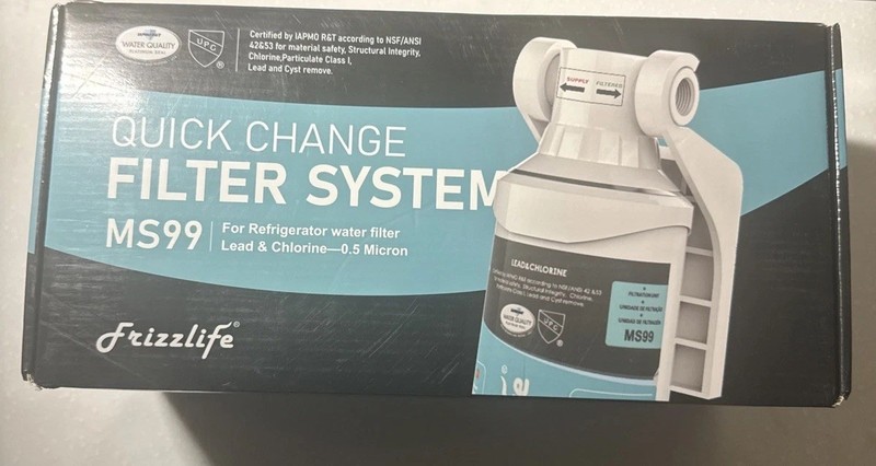 Frizzlife Inline Water Filter System 0.5 Micron for Fridge & Ice Maker MS99