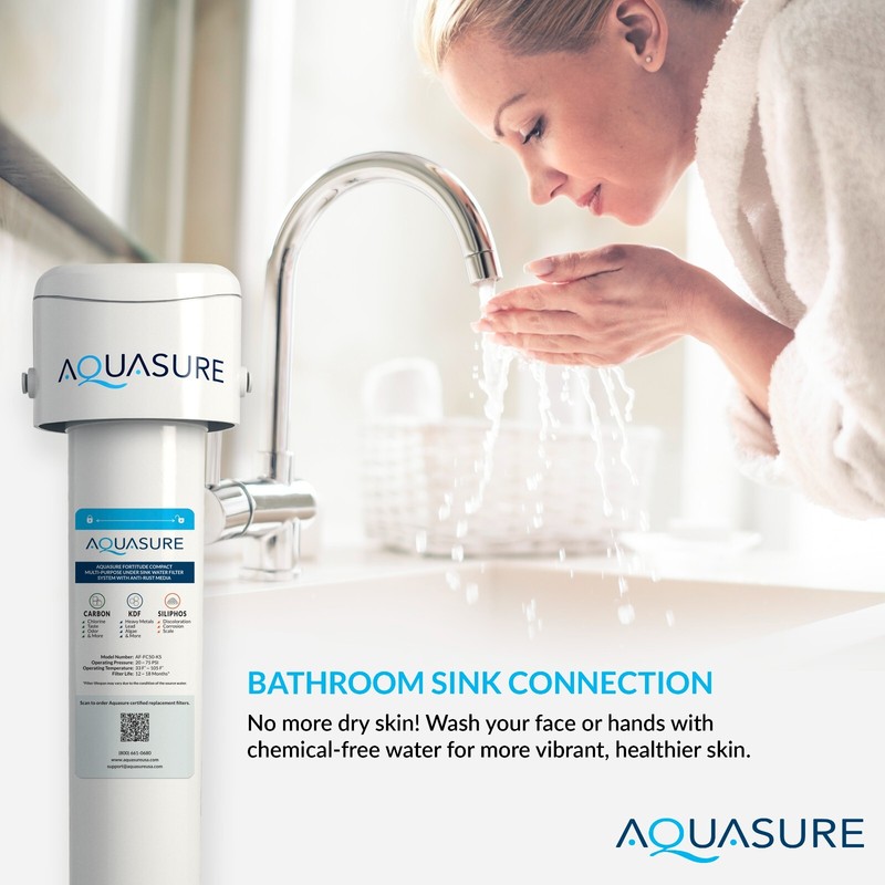Fortitude Compact Under Sink Water Filter System w/ GAC/KDF Media Siliphos Scale gallery