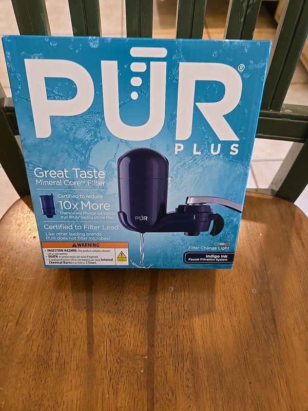 PUR Plus Faucet Mount Filtration System, Indigo Ink, New