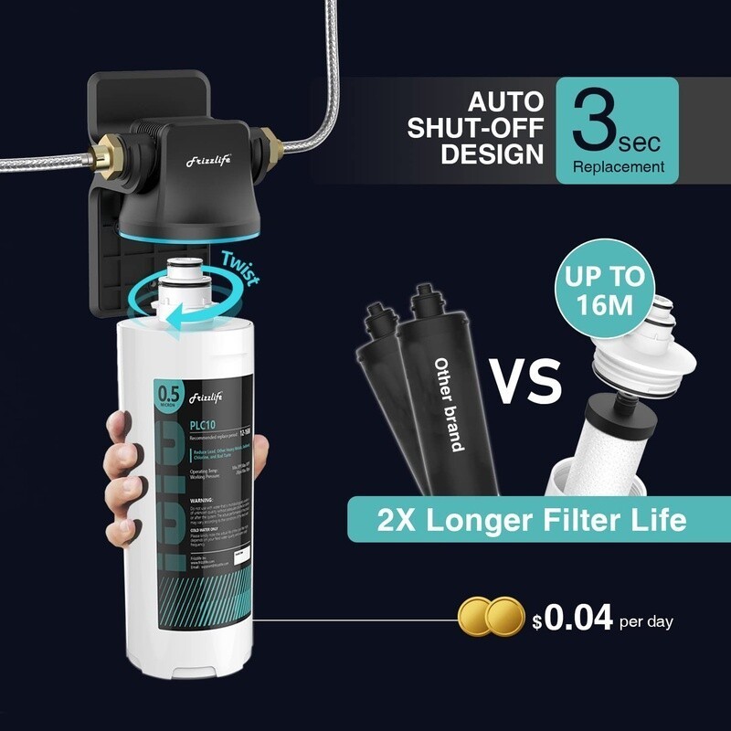 Under Sink Water Filter NSF Certified Reduces Lead Chlorine Odor 2GPM 0.5 Micron gallery