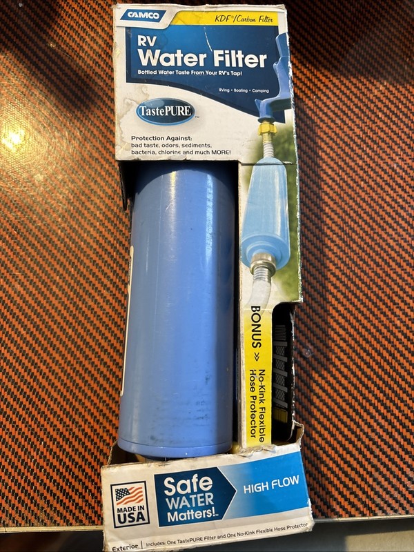 Rv Water Filter CAMCO 40043 Tastepure Water Filter with Flexible Hose Protector