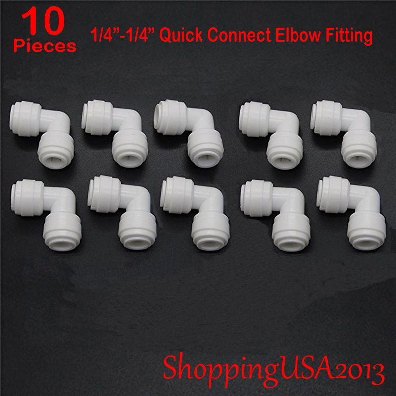 10 Pcs 1/4"-1/4" Quick Connect Connector Fittings Push In RO Water Filter System gallery