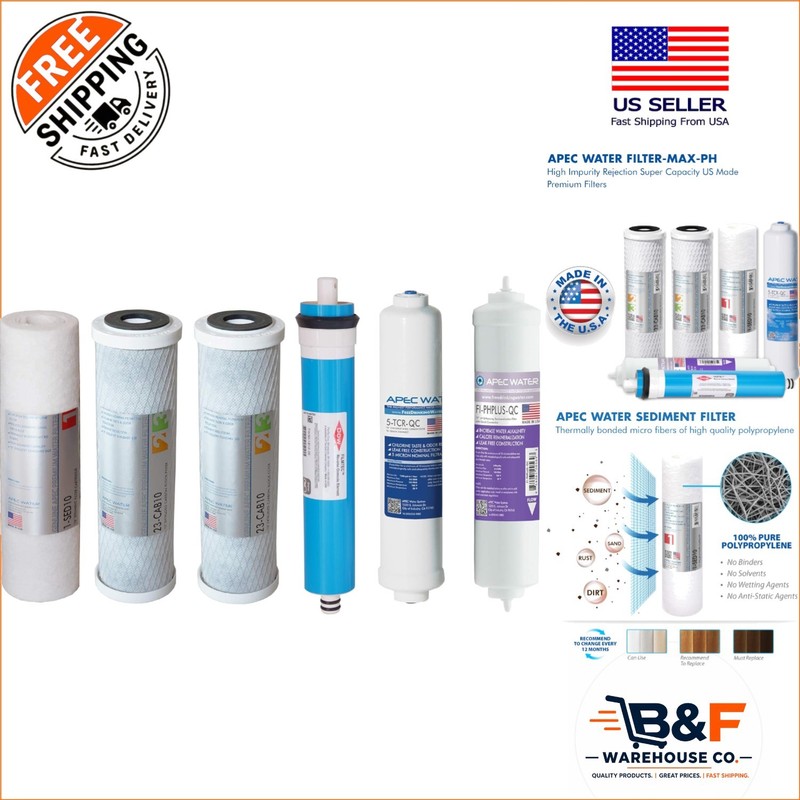 6-Piece APEC Water Filter Set – High Capacity with pH+ Calcium Purifier