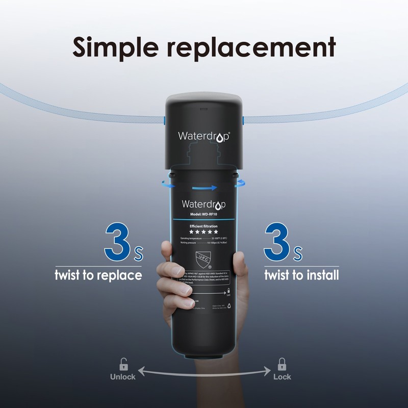 Waterdrop WD-RF10 Water Filter, 8000 Gal High Capacity, Replacement for 10UA/UB gallery