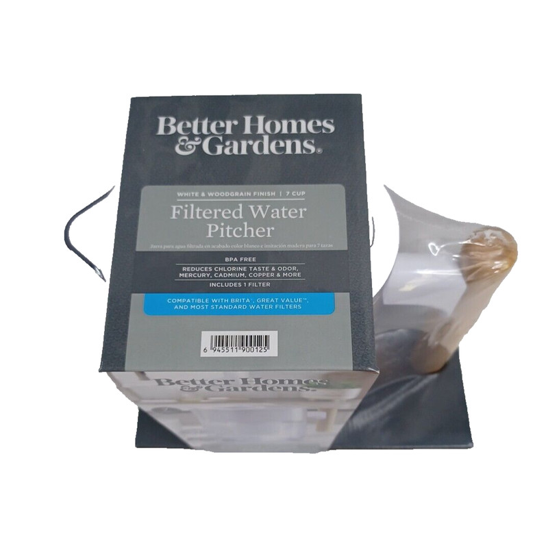BHG Filter Water Pitcher 7 cups capacity white with woodgrain finish gallery