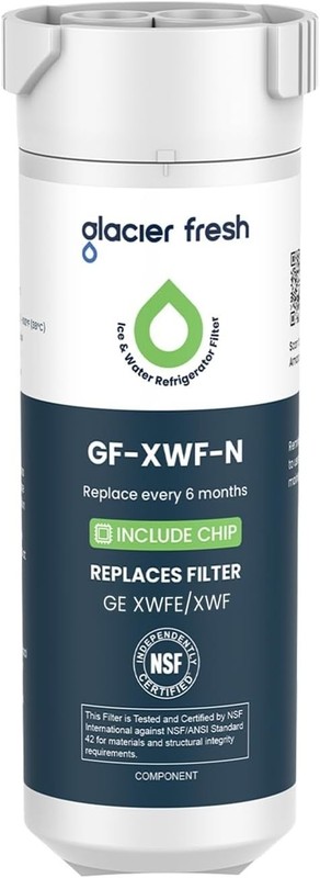 GLACIER FRESH Refrigerator Water Filter Replacement with Chip for GE XWF XWFE