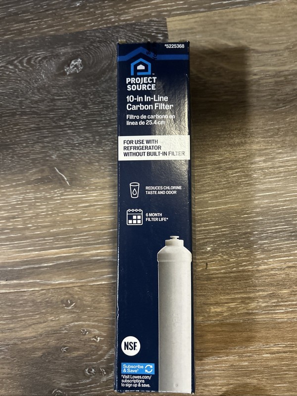Project Source PS-IL 10 Inch In-Line Carbon Refrigerator Water Filter 5225368