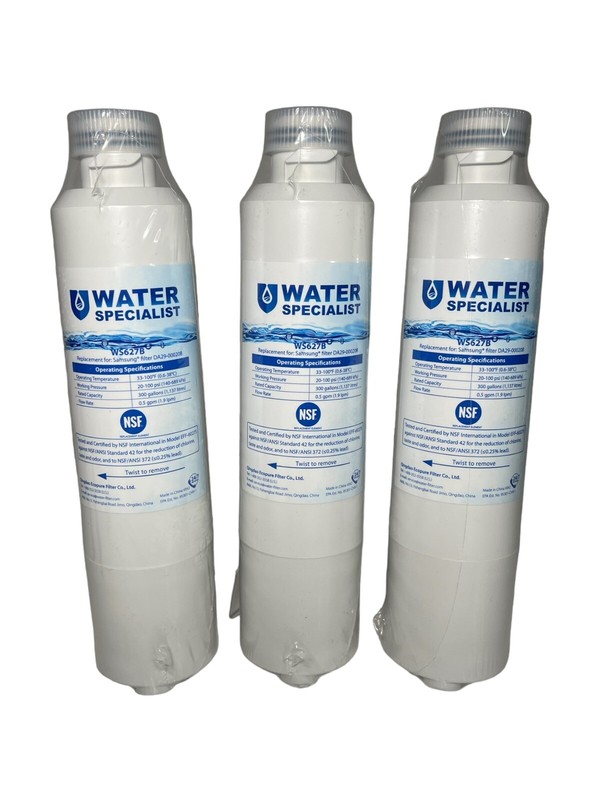 Refrigerator Filters Pack of 3 Water Specialist WS627B Fits Samsung DA29-00020B