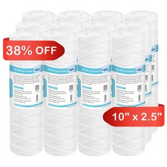 10″ x 2.5″ String Wound Whole House Sediment Water Filter 1/5/10/20/30/50 Micron