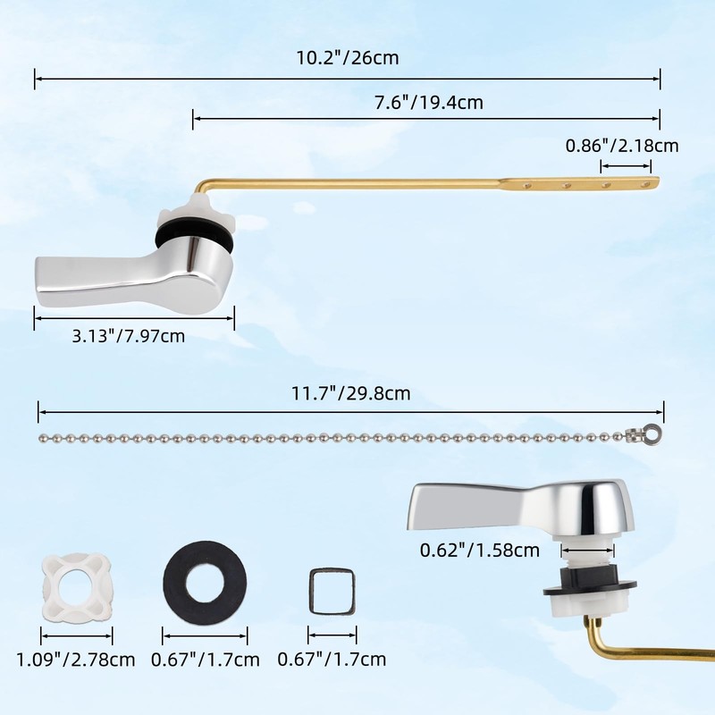 Universal Front Mount Metal Toilet Handle Kit, Brass Toilet Tank Flush Lever ... gallery