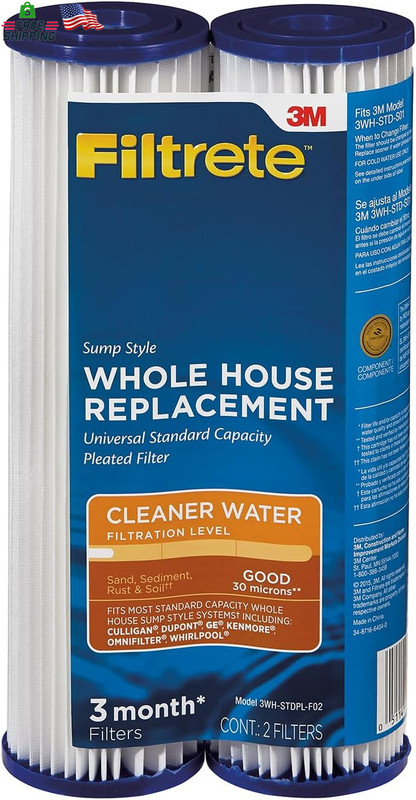 Filtrete Standard Capacity Whole House Pleated Replacement Water Filter 3WH-STDP